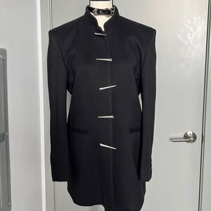 Vintage Retro style silver metal button blazer coat